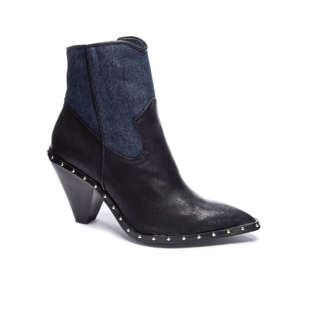 CHINESE LAUNDRY Womens Navy Faux Denim Reyn Pointy Toe Western Boot 8.5